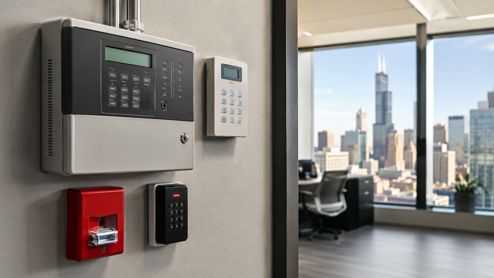 Fire and Burglar Alarm Control Panel in Office