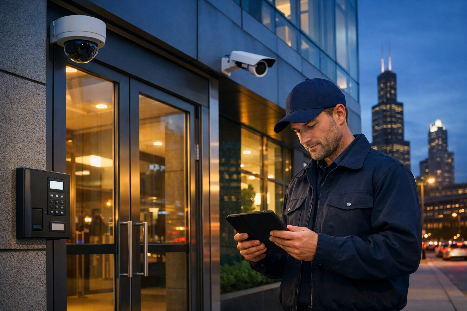 Modern Building with Surveillance and Access Control